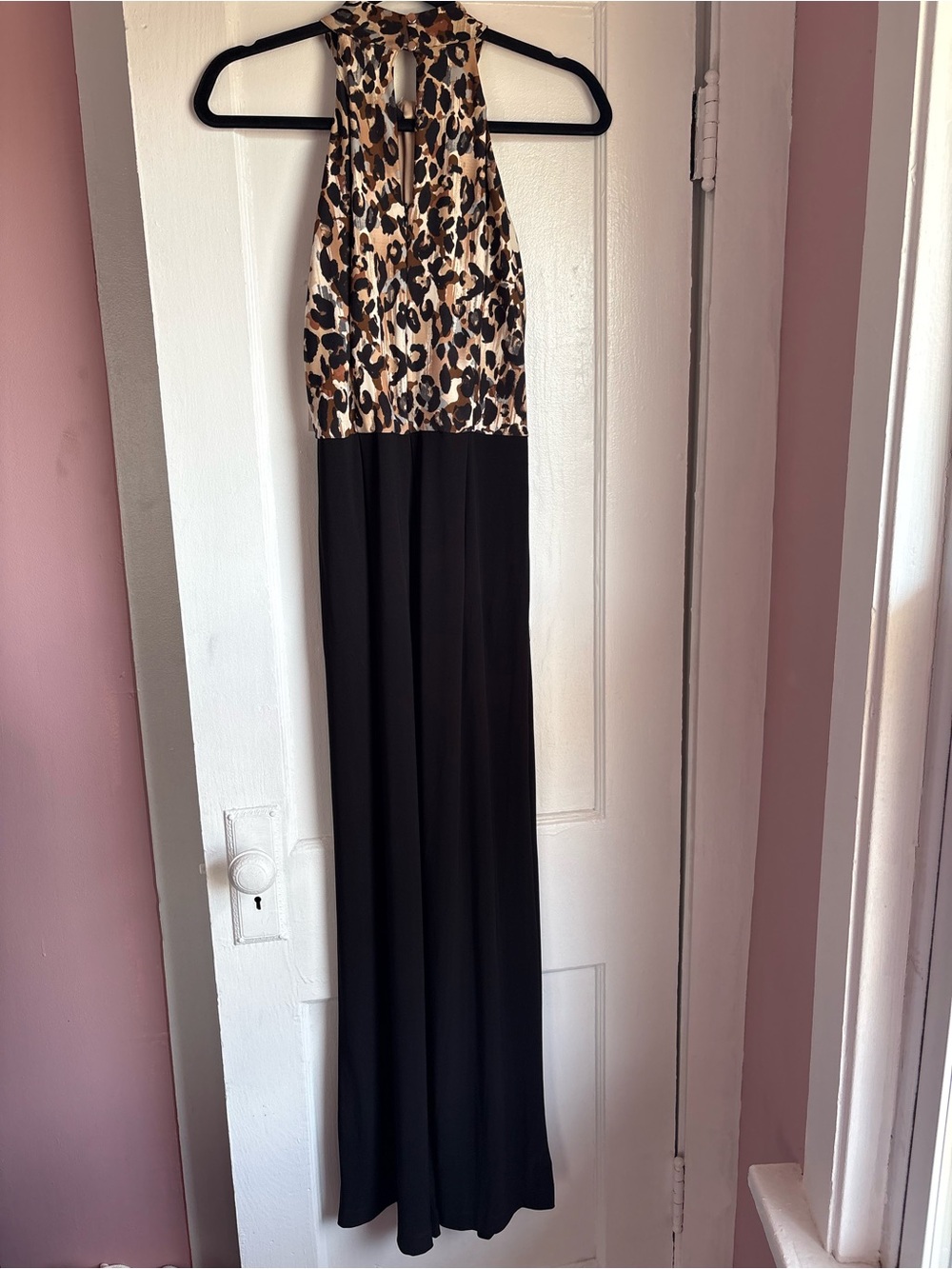 Julia Jordan Leopard Halter Wide Leg Jumpsuit NWT Tan Multi Size 4 - Picture 5 of 7